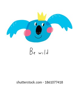 Cute hand drawn koala character. Cartoon koala vector print for baby