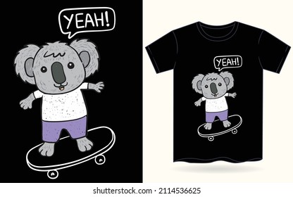 Cute Hand Drawn Koala For T Shirt