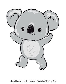 Bela mão desenhada koala vetor animal de desenho animado sobre fundo branco