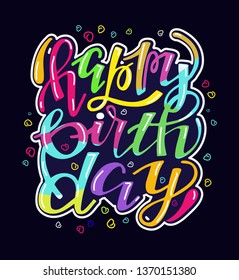 Cute hand drawn label - Happy birthday Party Logotype