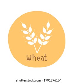 Cute hand drawn label with wheat logo and hand writing isolated on white background vector illustration.