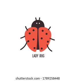 cute hand drawn lady bug icon. for sticker, kids icon, logo.