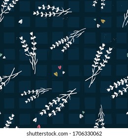 Cute hand drawn lavender seamless pattern, floral background with doodle flowers, great for summer and spring textiles, banners, wallpapers, wrapping - vector design