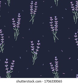 Cute hand drawn lavender seamless pattern, floral background with doodle flowers, great for summer and spring textiles, banners, wallpapers, wrapping - vector design