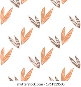 Cute hand drawn leaves seamless pattern isolated on white background. Abstract vector forest herbal endless wallpaper. Decorative backdrop for fabric design, textile print, wrapping, cover.