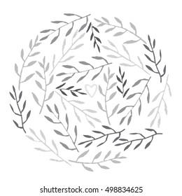 Cute hand drawn Leaves set. Monochrome Vector Illustration.