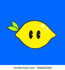 A Cute Hand Drawn Lemon - Amazing cute minimalist vector retro lemon fruit character suitable for sticker, fall, children book, decoration, animation, design asset and illustration