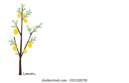 Cute hand drawn lemon tree isolated on white background vector illustration.