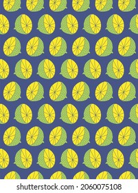 Cute Hand Drawn Lemons Seamless Vector Patterns. Funny Infantile Style Yello-Green Citrus Isolated on a Dark Blue Background Ideal for Fabric, Textile, Wrapping Paper. 