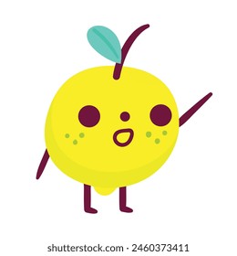 cute hand drawn lemons smiling on white background.
