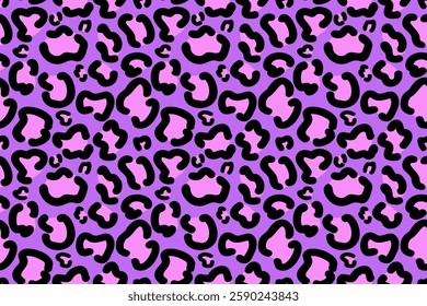 Cute hand drawn leopard print with pink and purple, Seamless vector backdrop