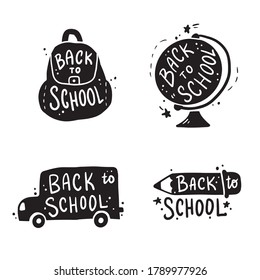 Cute hand drawn lettering Back to school quote by doodle sketch style. Vector illustration slogan for kids poster, children banner for school or education.