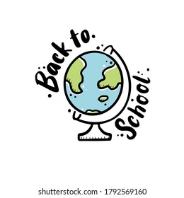 Cute hand drawn lettering Back to school quote by doodle sketch style. Vector illustration slogan for kids poster, children banner for school or education.