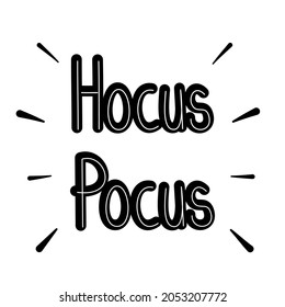 Cute hand drawn lettering Halloween Hocus Pocus quote vector illustration for kids