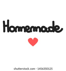 cute hand drawn lettering homemade word with heart vector illustration