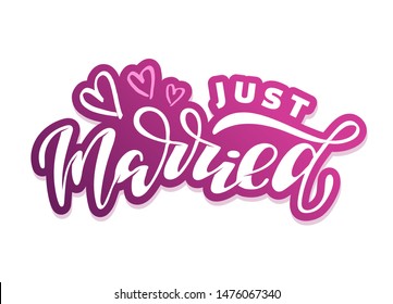 Cute hand drawn lettering Just Married