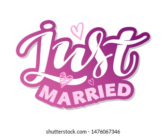 Cute hand drawn lettering Just Married