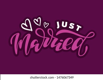 Cute hand drawn lettering Just Married