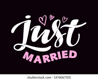 Cute hand drawn lettering Just Married