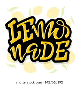 Cute hand drawn lettering label art banner - lemonade lemon orange
