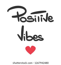 cute hand drawn lettering positive vibes vector quote 
