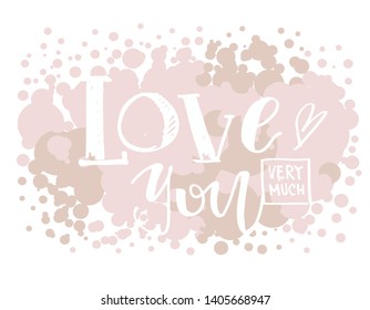 Cute hand drawn lettering poster banner - Love you
