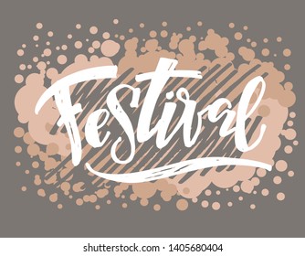 Cute hand drawn lettering poster banner - Festival 