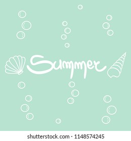 cute hand drawn lettering summer vector card with seashells