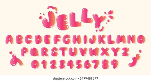 Nette handgezeichnete Buchstaben und Zahlen, Vektorsatz. Blase glänzend Stil Alphabet mit doodle Element. Zeichentrickschrift für Veranstaltungen, Promotion, Logo, Banner, Monogramm, Poster, Aufkleber, Print.