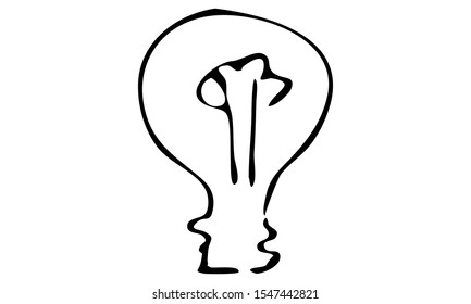 cute hand drawn light bulb.  use this vector illustration as a seasonal design of cards, stickers, greetings or as a print on clothes and bags. for holidays and in the protection of the environment