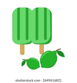 Cute Hand Drawn Lime Double Popsicle