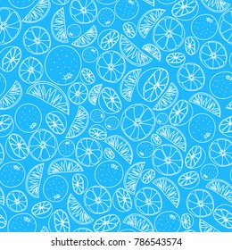 Cute hand drawn lime and orange fruits seamless pattern vector