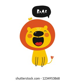 Cute Hand Drawn Lion Print Baby Stock Vector (Royalty Free) 1234953868 ...