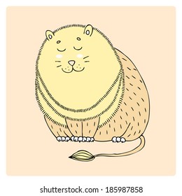 cute hand drawn lion smiles