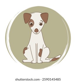 Cute hand drawn logo design template, icon and badge for social media highlights cover with funny sitting dog