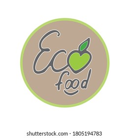 cute hand drawn logotypes stickers  for natural fresh eco food