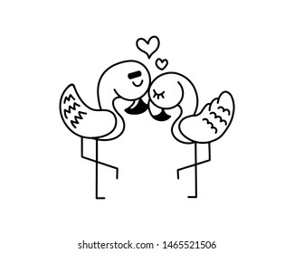 cute hand drawn lover flamingo 