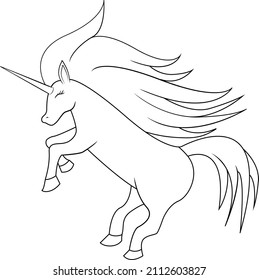 Cute hand drawn magical unicorn isolated in a white background, adorable unicorn animal vector illustration