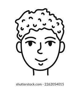 Cute hand drawn man face portrait. Person avatar for social media. Simple isolated vector illustration in doodle style.