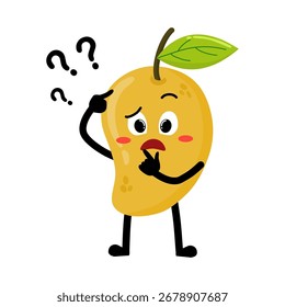 Cute Hand Drawn Mango Questioning and Thinking