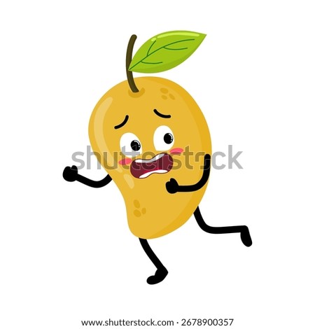 Cute Hand Drawn Mango Running Away Terrified