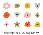 Cute hand drawn mark set for bullet journal. Diary note elements with checkboxes in the shape of flower, star, heart, circle, cloud. Tick arrow point as postpone sign for weekly planner, notebook