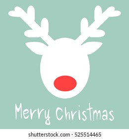 Cute Hand Drawn Merry Christmas Vector Greeting Card With  Reindeer Silhouette  