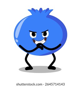 Cute Hand Drawn Mischievous blueberry Expression
