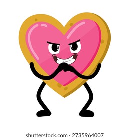 Cute Hand Drawn Mischievous Heart-shaped Cookie Expression