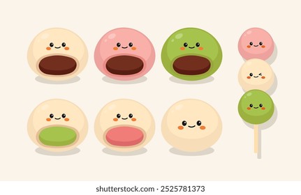 Cute Hand Drawn Mochi Vector Illustration