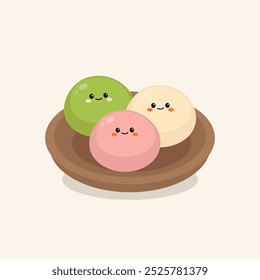 Ilustração de vetor de mochi desenhado à mão bonito