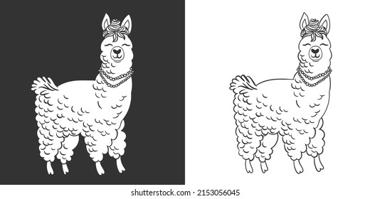 Cute hand drawn mommy lama drawing for mothers day t-shirt, posters