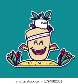cute hand drawn monster character vector illustration