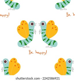 Cute hand drawn monsters. Seamless childish pattern. Creative kids texture. Perfect for wallpaper, apparel, fabric and textile.